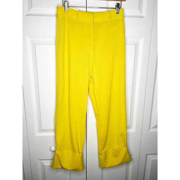 Rochas Orson Yellow Japanese Wool Cuffed Pants Women's Size IT 40 - Picture 1 of 11
